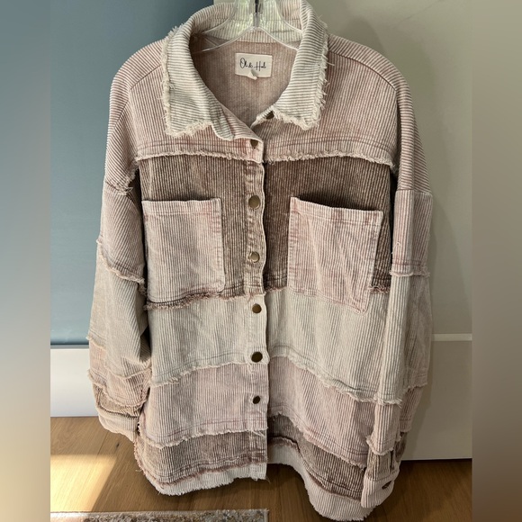 Oli & Hali size small mauve and cream oversized fit corduroy jacket - Picture 1 of 3